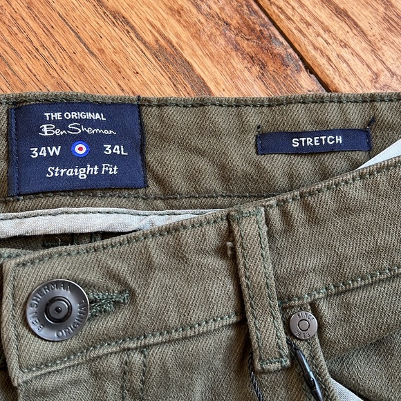 The Original Ben Sherman Straight Fit Olive STRETCH jeans - Picture 5 of 10